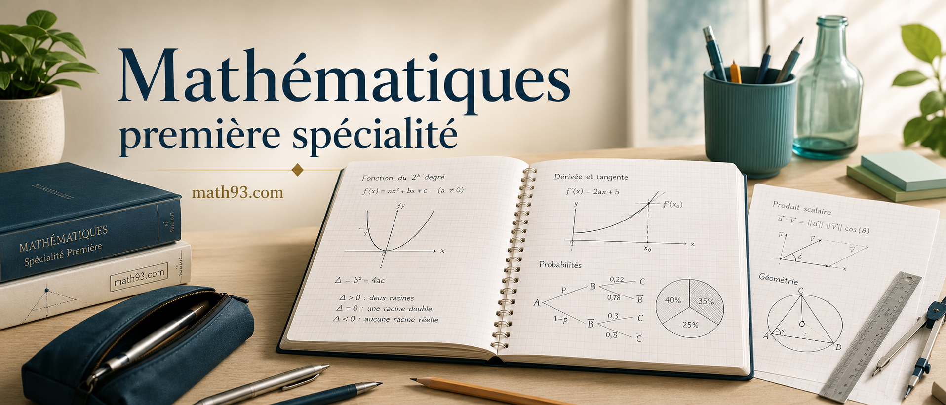 Première spécialité Mathématiques : Cours, Exercices corrigés, DS