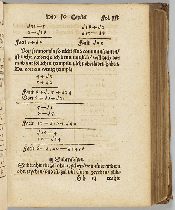 Fac-similé de la Coss de Christoff Rudolff montrant des calculs avec le signe radical