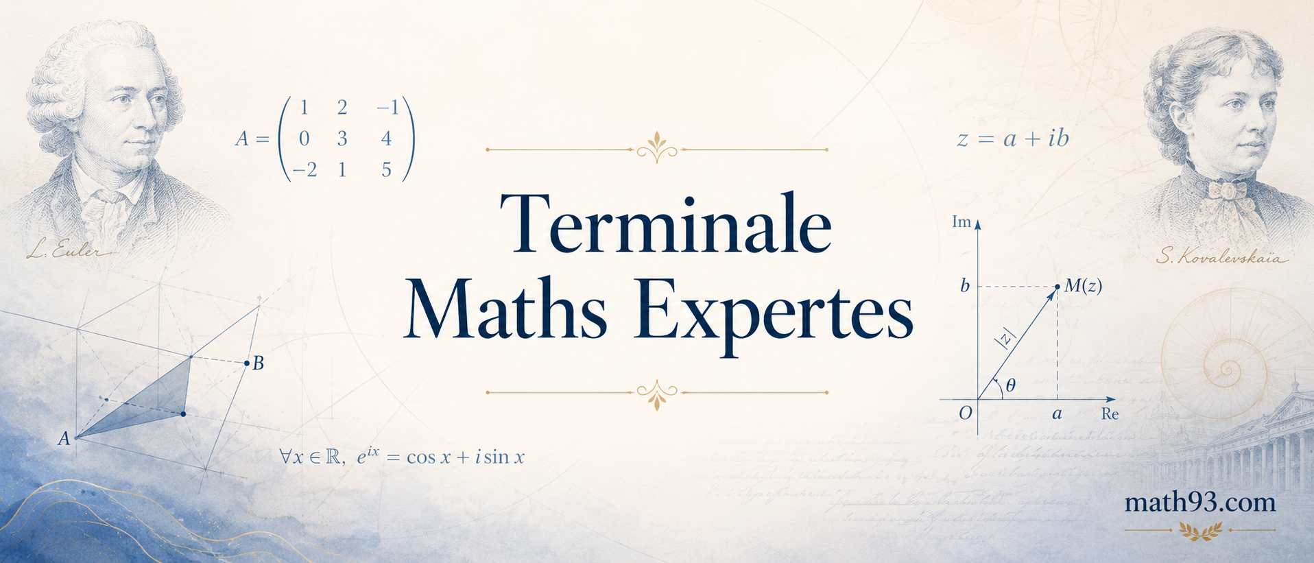 Terminale Maths Expertes : nombres complexes, arithmétique, matrices, graphes et chaînes de Markov avec les ressources Math93.